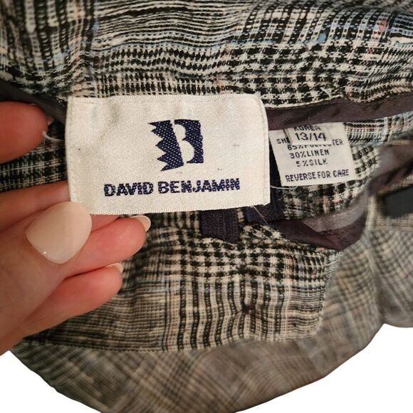 Vintage 80s Tapered Leg Dress Pants Womens Size 6 Gray Black Glen Check Baggy - Picture 5 of 8